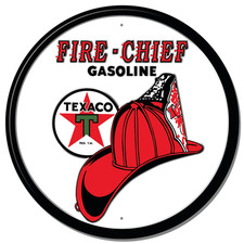 Fire Chief Gasoline Texaco Tin Metal Embossed Sign Man Cave Garage Decor 12” In.