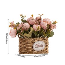 Artificial Flowers Bouquet in Pot Basket Fake Floral Home Table Centrepiece Deco