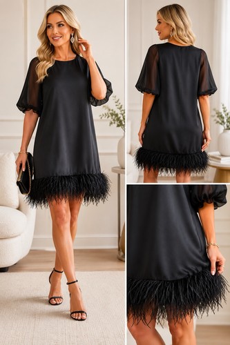 Aidan mattox black feather hem - mattox,