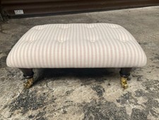 Striped  Buttoned Footstool  Susie Watson Dusky pink/ Ivory  Stripe