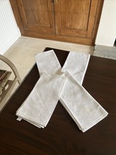 4 Vintage 100% Cotton White Damask Dinner Napkins