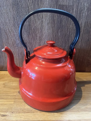 Vintage red enamel metal