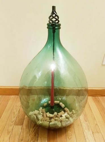 Vintage italian demijon green - demijon,