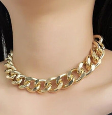 Chunky Hip Hop Unisex  Gold Plated Curb Chain Necklace in Gift Bag