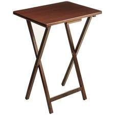 Mainstays Indoor Single Folding TV Tray Table - Walnut L 19 x W 15 x H 26