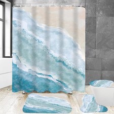 4Pcs Beach Shower Curtain