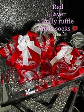 Handmade Baby Girl Spanish Frilly Layer TuTu Satin Ruffle Trim Ankle Socks Bow❤️