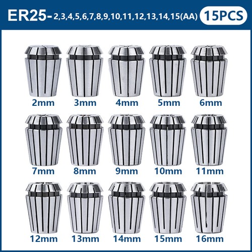 15pcs er25 collet set - er25, 2-16mm