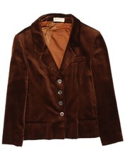 KILKENNY Womens Velvet 4 Button Blazer Jacket UK 12 Medium Brown Cotton AB17