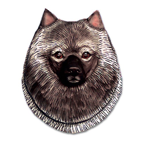 Keeshond head plaque figurine - keeshond,
