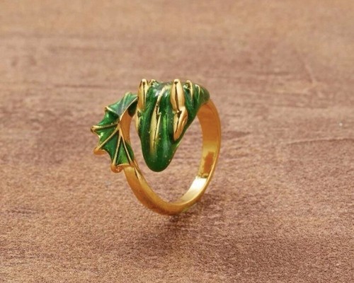 Green and gold dragon ring - ,