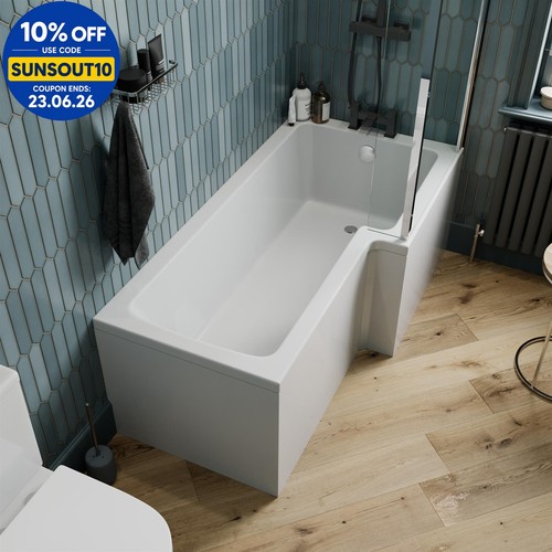 Shaped shower bath right - bath,