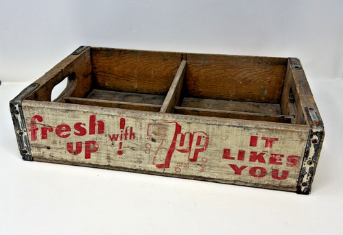 Vintage wooden soda crate - vintage, 7-up