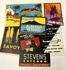 Lot of 7 Vintage Luggage Labels 1930s–1950s – Hotels & Airline Travel Ephemera