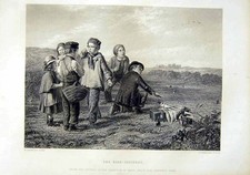 Original Old Antique Print