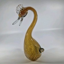 Lovely 1990s Alum Bay Isle of Wight Art Glass Swan Bird Figurine Sculpture