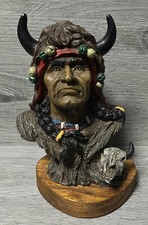 Vintage Head/ Bust Chief Native American Indian, Resin Figurine Statue On Base