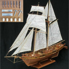 Wooden 'Halcon' Ship Model sail boat Maket 3D DIY kit + Brass accessories