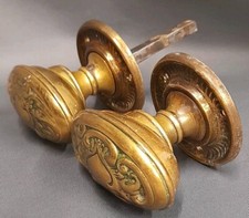 ONE PAIR OF STUNNING BRASS ORNATE VINTAGE RECLAIMED DOOR KNOBS / PULLS