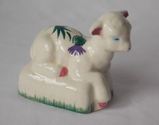 VINTAGE PLICHTA POTTERY LAMB SHEEP HAND PAINTED WEMYSS STYLE THISTLE LONDON
