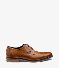 Loake Foley Tan Semi Brogue shoes in F Fit with free jar of Loake shoe cream