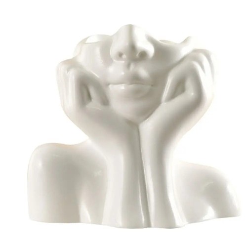 Ceramic face vase - ceramic, white