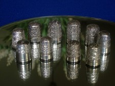 Thimbles - Silver - Collection of Ten - Hand Chased Chrysanthemum