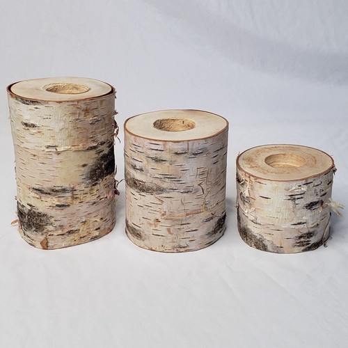 Birch wood candle holders - ,