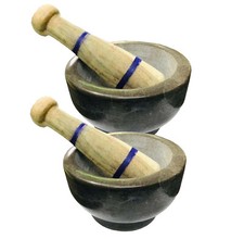 Pestle And Morter Granite Grind Crusher Grinder Black Stone Lungri Herb Spice