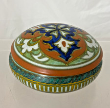 Vintage Gouda Pottery-Holland-Lidded Trinket Or Dresser Box/Jar 
