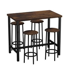 Space Saver Table and Chairs 4 Stools Dining Kitchen Breakfast Set Small Compact