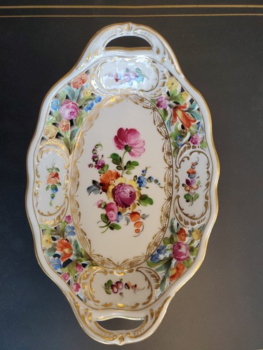 Vintage dresden flowers oval - flowers,