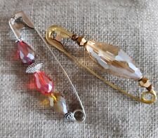 2x Used Extra Large 3" Safety Pin Brooches