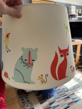 Pendant lampshade cream Ikea nursery animals: Fox ?, bear ?, bee h/hog mouse.