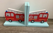 Fire Engine Book Ends Sass & Belle Blue With Red Fire Trucks