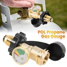 Propane Tank Adapter Converts POL LP Tank Valve to QCC1/Type1 with gauge for BBQ