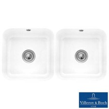 Villeroy & Boch Cisterna 2 Bowl White Ceramic Undermount Kitchen Sink - NO WASTE