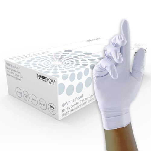 White pearl nitrile gloves - pearl,