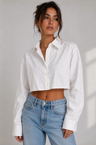 Zara crop poplin - shirt/, size