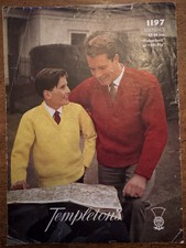 Templeton’s Vintage Knitting Pattern 1197 Mens Raglan Sweater Jumper 1940s Orig✨