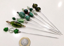 7 x Green Vintage Bead Hat