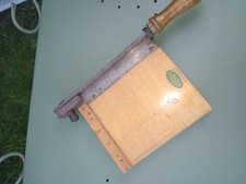 Vintage/Antique Paper Guillotine - Paper Cutter With Wooden Base & Handle