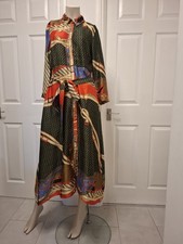 Zara Long Scarf Print Midi Shirt Dress Size Medium