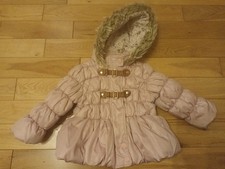 Next Girls Pink Puffer Hooded Winter Coat 12-18 Months