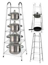 Chrome 5 Tier Pan Stand Saucepan Pot Rack Storage Organiser Shelf Holder Kitchen