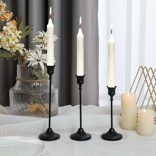 Black candlestick holders set - black,