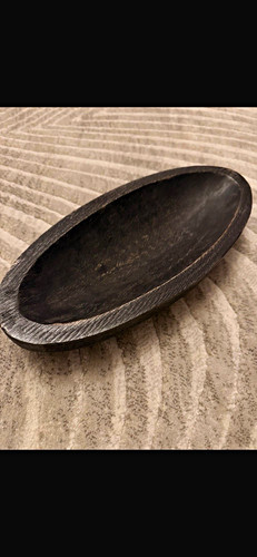 Black wooden oval decorative - black,