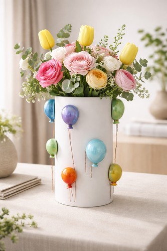 Colorful balloon ceramic vase - ceramic,