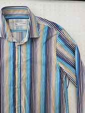 Men's POGGIANTI 1958 Long Sleeve Shirt Striped Cotton Small Made In Italy VGC