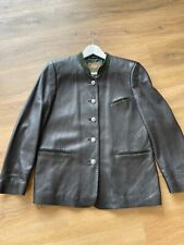 Meindl, Ladies Black Leather Jacket with Green Suede Nehru Collar, EU Size 38